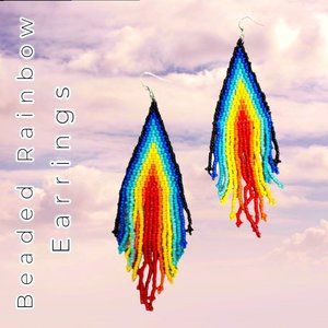 NEW 'Deep Magic' Rainbow Color Block Beaded Earrings